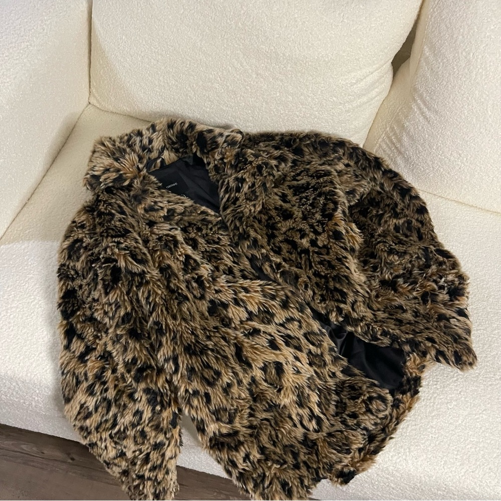 Cheetah print faux fur coat